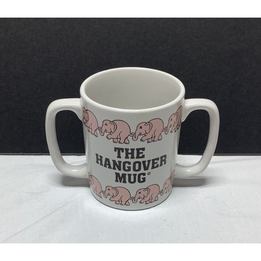 Vintage 1983 Chadwick Miller "The Hangover Mug" Double-Handled Pink Elephants